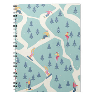Cuaderno En la estación de esquí hay snowboard y esquiadore