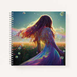 Cuaderno En los campos de cristal bajo los cielos estrellad