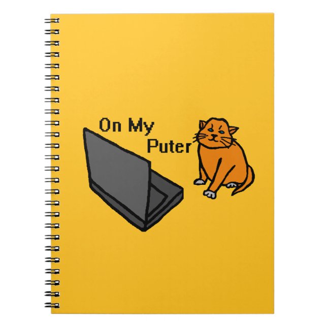 Cuaderno En Mi Computadora Divertida Gato Naranja Meme (Frente)