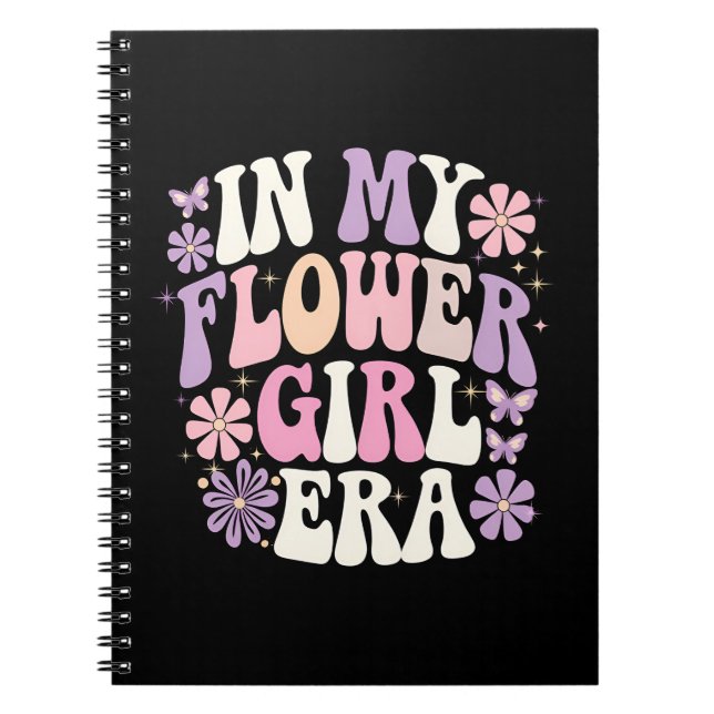 Cuaderno En Mi Época de Niña con Flores Retro Groovy Flor (Frente)