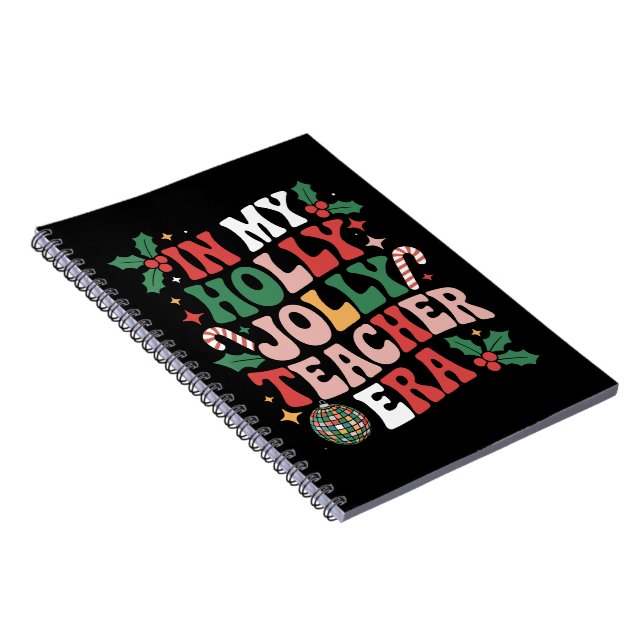 Cuaderno En mi era de profesora alegre de Navidad Holly  (Lado Derecho)
