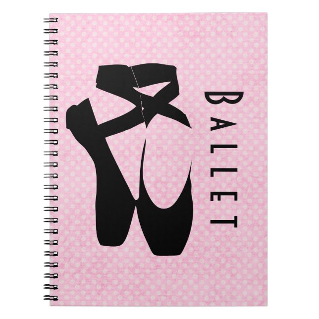 Cuaderno En negro Pointe de los zapatos de ballet (Frente)