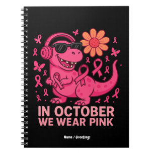 Cuaderno En Octubre Nosotros Vestimos de Rosa Dinosaurio Co