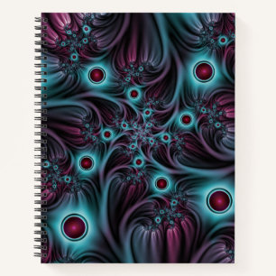 Cuaderno En profundidad Arte fractal rosa azul abstracto ab