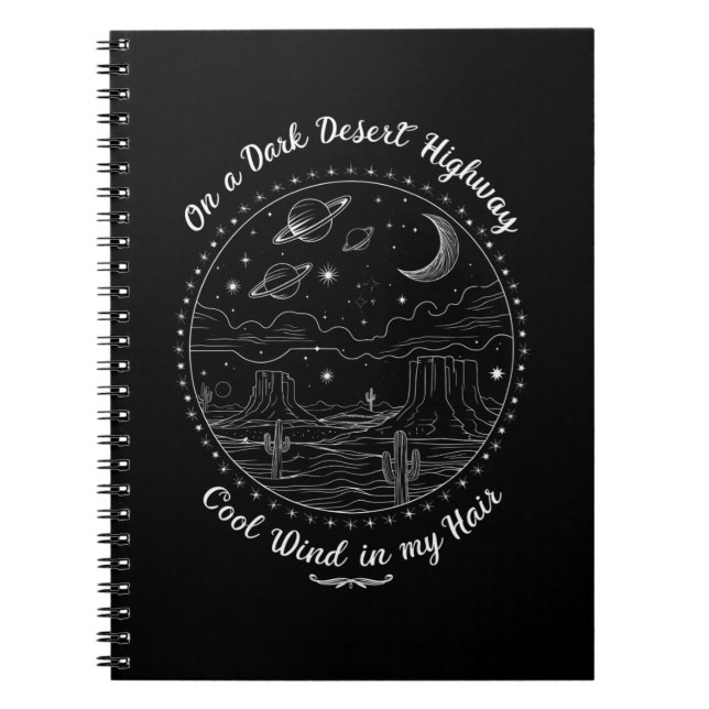 Cuaderno En una oscura autopista del desierto viajar montañ (Frente)