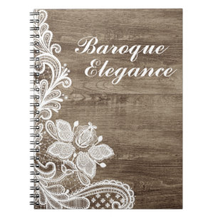Cuaderno Encaje Barroco Antiguo Sobre Madera Rústica de Gra