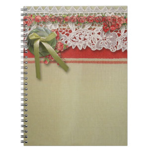 Cuaderno Encaje de Rosa Antiguo Arpillera Roja Victoriana R