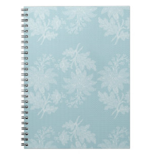 Cuaderno Encaje Falso Floral Blanco Azul Claro Bonito