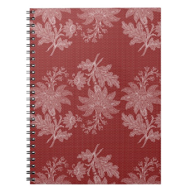 Cuaderno Encaje Falso Floral Rojo Blanco   (Frente)