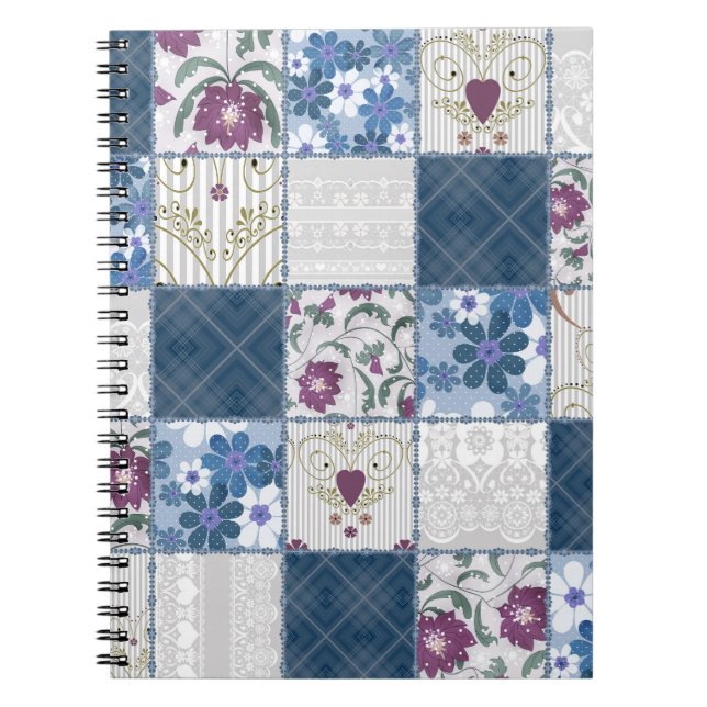 Cuaderno Encaje Floral: fondo transparente en mosaico. (Frente)