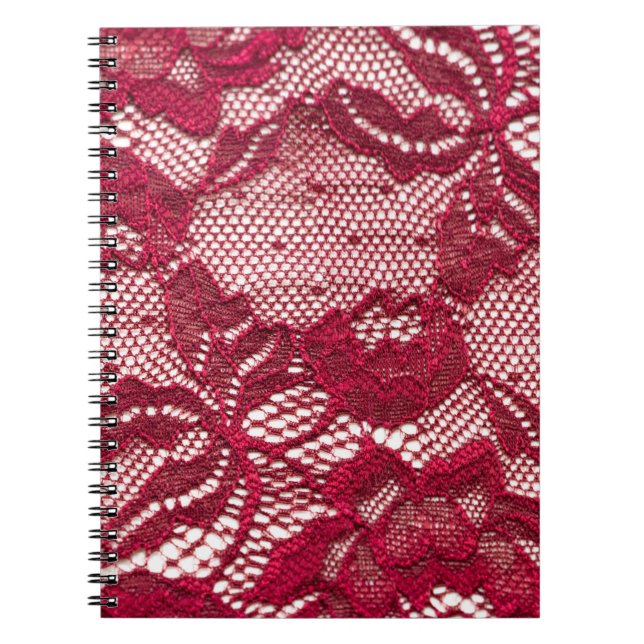 Cuaderno Encaje rojo: tela de jacquard elástica. (Frente)