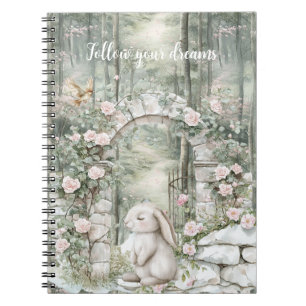 Cuaderno Encantado Pink Floral Garden Bunny Dreams