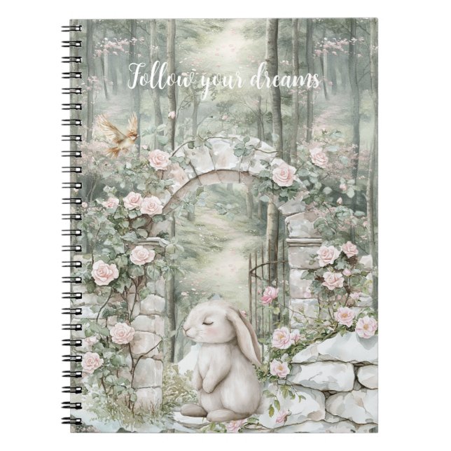 Cuaderno Encantado Pink Floral Garden Bunny Dreams (Frente)