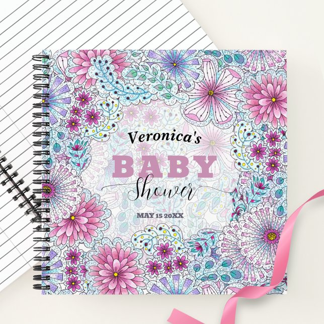 Cuaderno Encantador Baby Shower de flores de pradera bohemi (Subido por el creador)