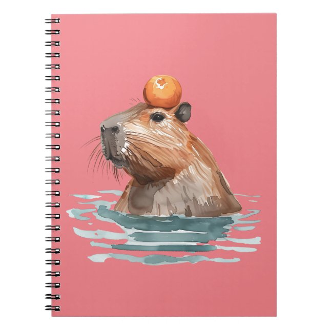 Cuaderno Encantador capibara discreto con Naranja (Frente)