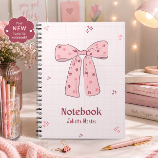Cuaderno Encantador con Lazo Coquette Rosa