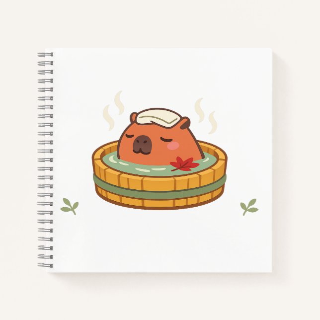 Cuaderno encantador de capybara en onsen (Anverso)