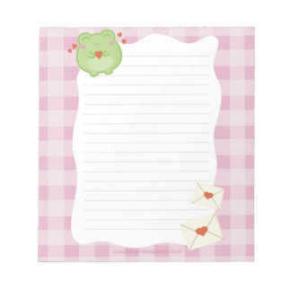 Cuaderno encantador de rana rosa amor, papel de no