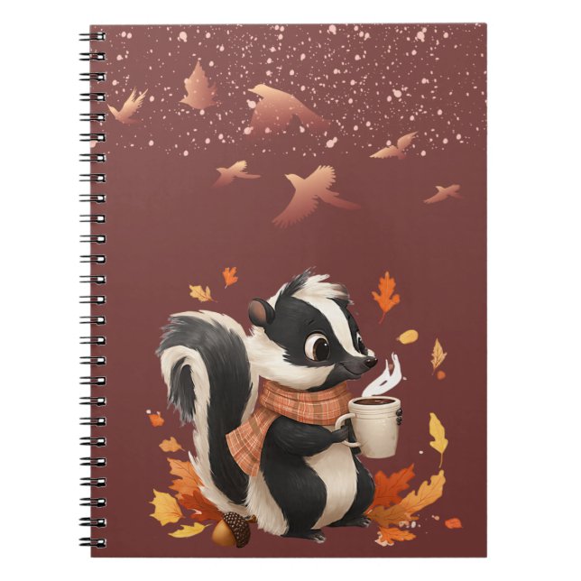 Cuaderno encantador de zorrillo de otoño - Diario  (Frente)