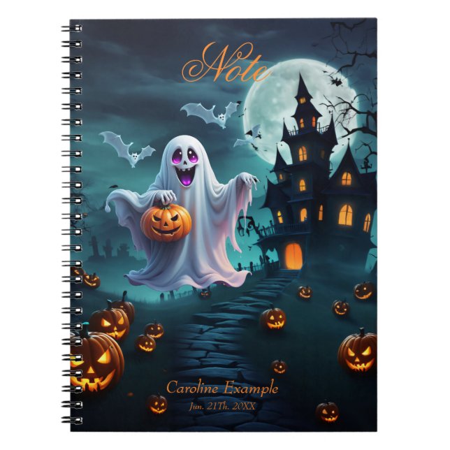 Cuaderno Encantador diseño de Halloween transmite. (Frente)