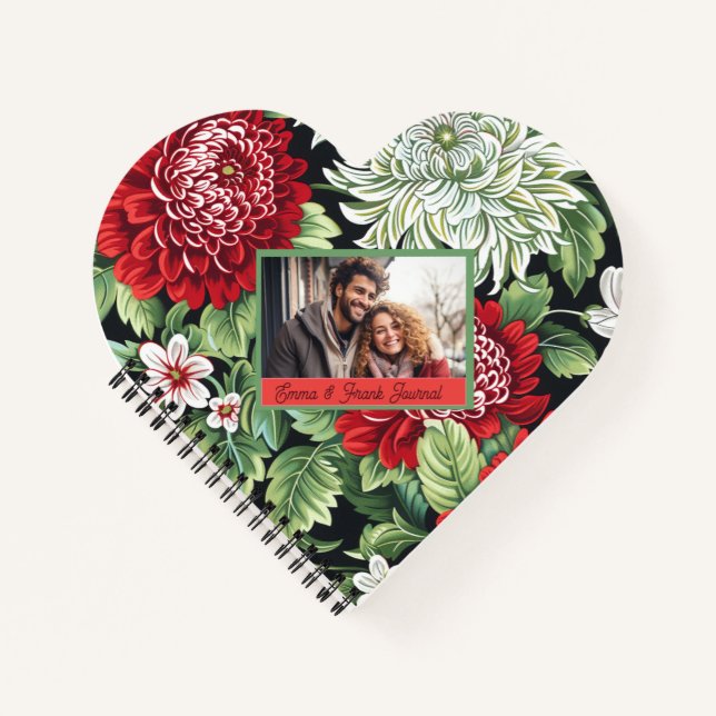 Cuaderno Encantador Floral Rojo Personalizado (Anverso)