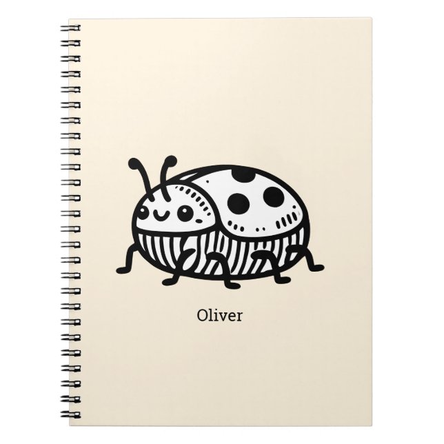 Cuaderno Encantador Ilustracion de escarabajo a mano (Frente)