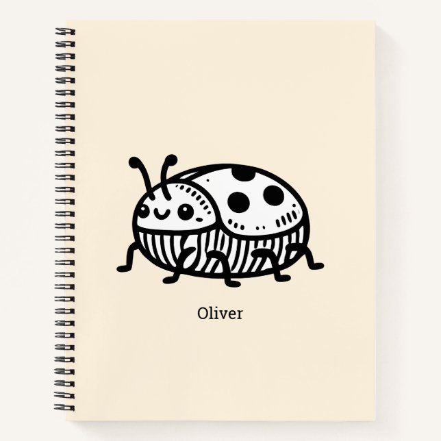 Cuaderno Encantador Ilustracion de escarabajo a mano (Anverso)