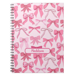 Cuaderno Encantador patrón de lazo rosa