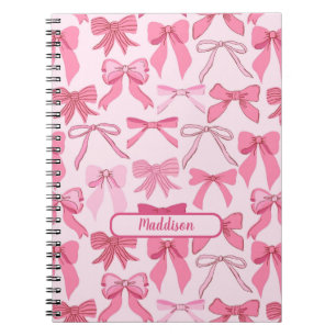 Cuaderno Encantador patrón de lazo rosa