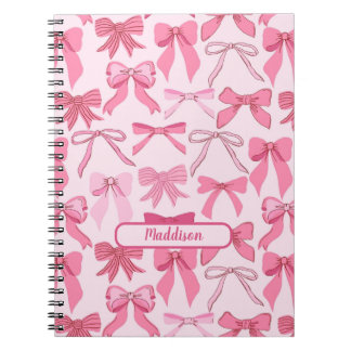 Cuaderno Encantador patrón de lazo rosa