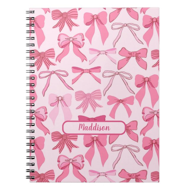 Cuaderno Encantador patrón de lazo rosa (Frente)