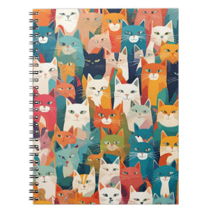 Cuaderno Encantador portátil para grupos de gatos - Diseño 