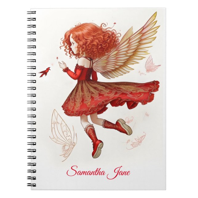 Cuaderno Encantadora escritura de la hada escarlata roja (Frente)