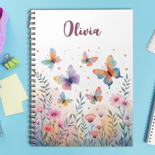 Cuaderno Encantadora pradera de mariposas al acuarela