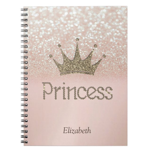 Cuaderno Encantadora Tiara, princesa, Purpurina Bokeh (Frente)