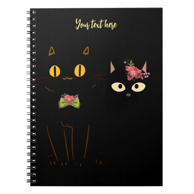 Cuaderno Encantadores gatos negros ojos amarillos (Frente)