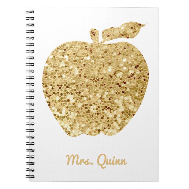 Cuaderno Encanto personalizado de Apple de la lentejuela (Frente)