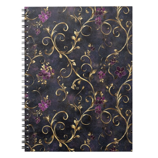 Cuaderno Encanto Vintage Floral Dorado (Frente)