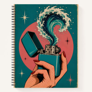 Cuaderno Encendedor de arte pop surrealista retro con ola d