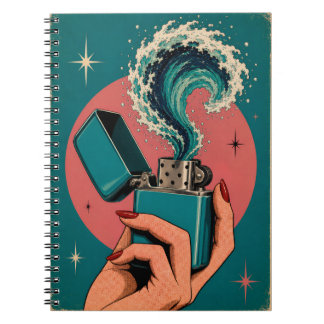 Cuaderno Encendedor de arte pop surrealista retro con ola d