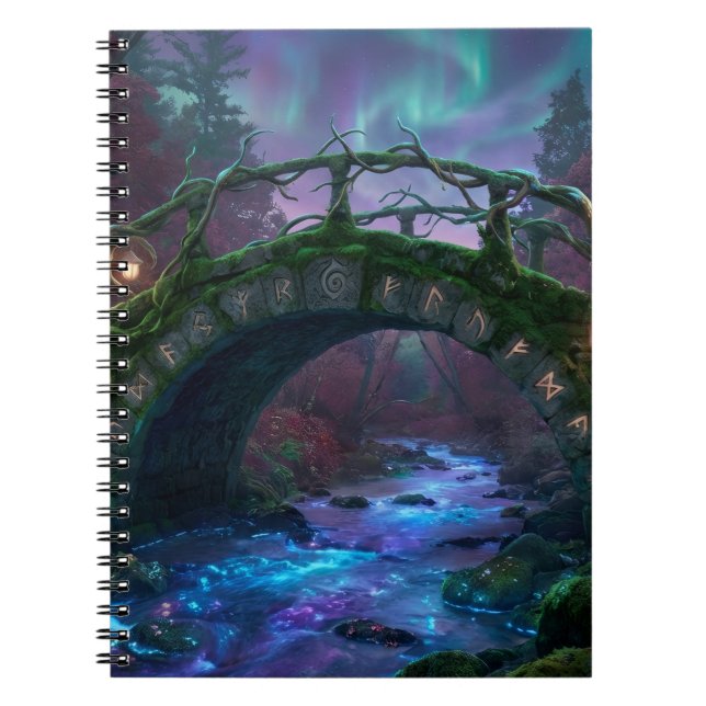Cuaderno Enchanted bridge to mystical forest Northern Light (Frente)