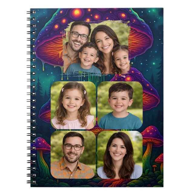 Cuaderno Enchanted Forest Mushroom Family Collage (Frente)