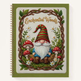 Cuaderno Enchanted Woods Embroidered Forest Gnome Journal