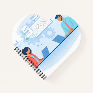 Cuaderno encuadernado en espiral con forma de cora