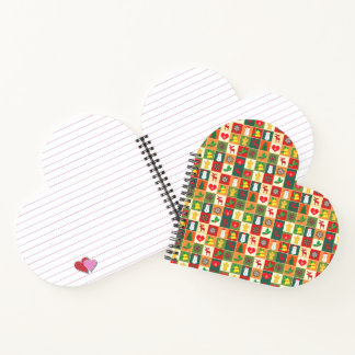 Cuaderno encuadernado en espiral en forma de coraz