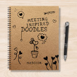 Cuaderno Encuentro Inspirado en la Oficina de Doodles Funny<br><div class="desc">Encuentro Inspirado Doodles Office Funny Personalized Notebook incluye el texto "Doodles inspirados en el encuentro" acentuados con una variedad de garabatos de corazón de amor gentil en un fondo de papel kraft con su nombre personalizado debajo. Personalice editando el texto en los cuadros de texto proporcionados. Diseñado por ©Evco Studio...</div>