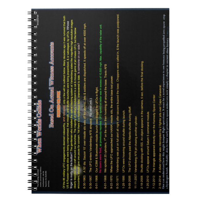 Cuaderno Encuentros alienígenas y militares (Frente)