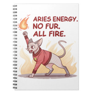 Cuaderno Energía de Aries Gato Sphynx Sin Pelo Todo Fuego A