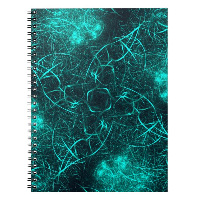 Cuaderno Energía Eléctrica Teal Web Arte Fractal (Frente)