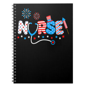 Cuaderno Enfermera 4 de julio bandera americana patriótica